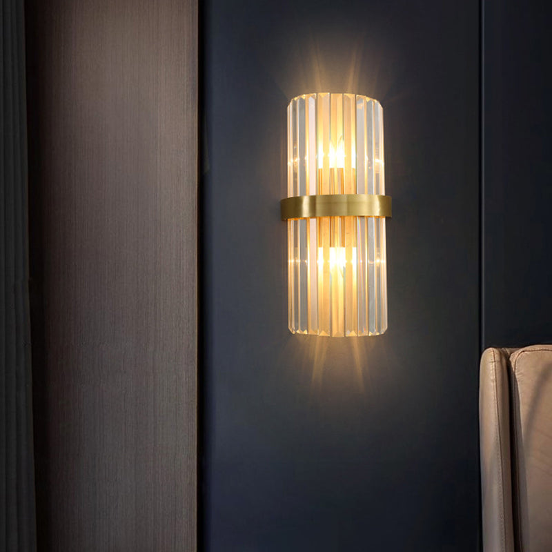 Post-Modern Wall Sconce Gold Wall Light Fixture with Crystal for Bedroom