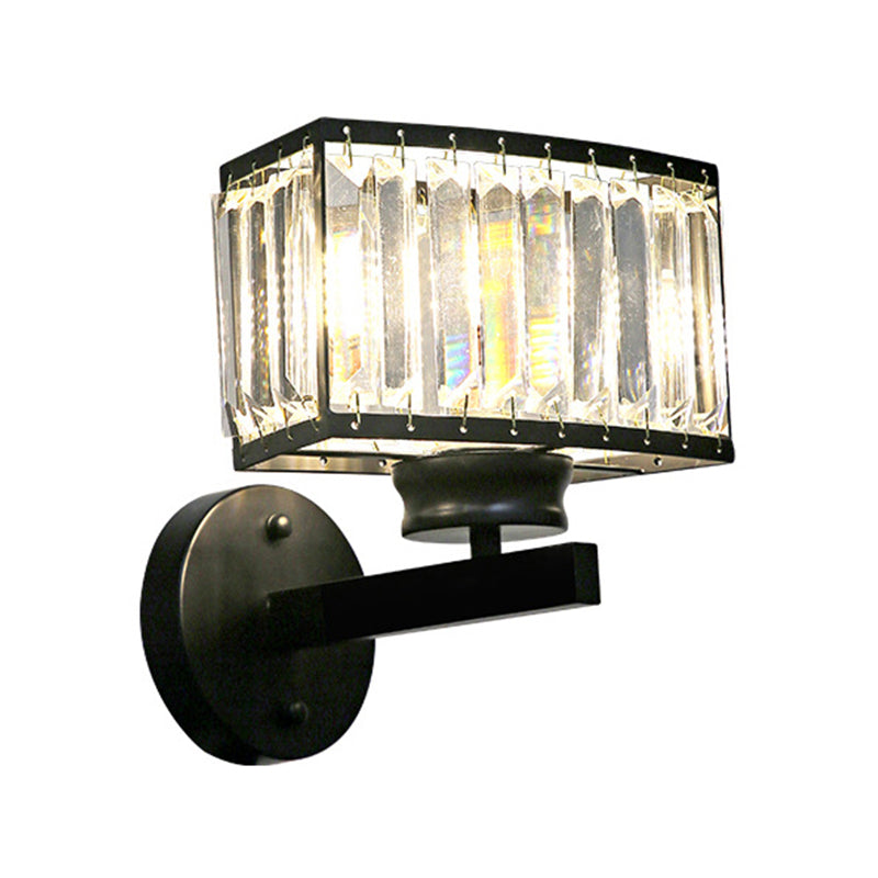 Modern Wall Sconce Black Wall Light Fixture with Crystal for Bedroom