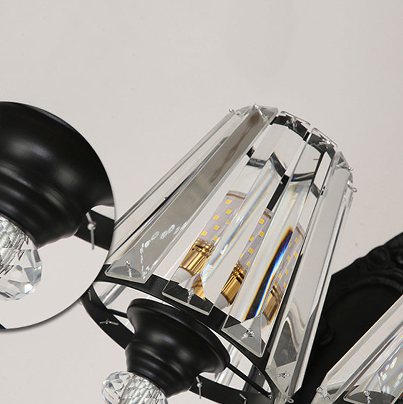 Modern Wall Sconce Black Wall Light Fixture with Crystal for Bedroom