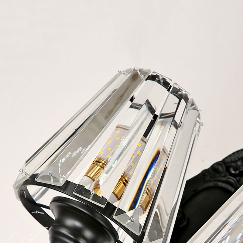 Modern Wall Sconce Black Wall Light Fixture with Crystal for Bedroom