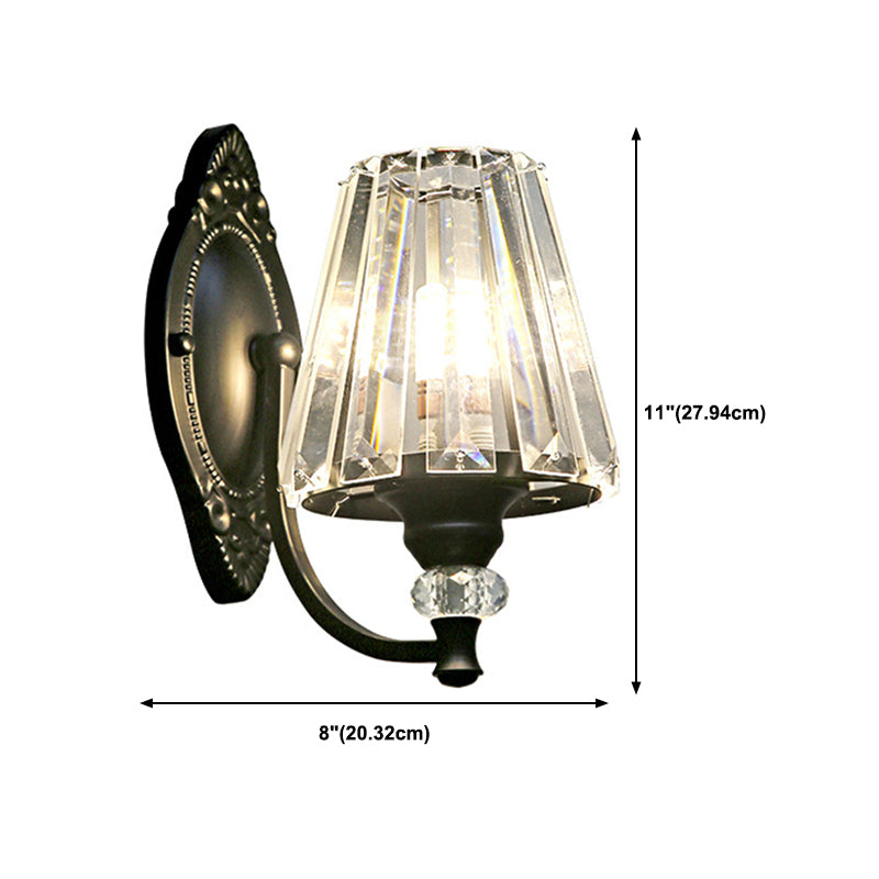 Modern Wall Sconce Black Wall Light Fixture with Crystal for Bedroom