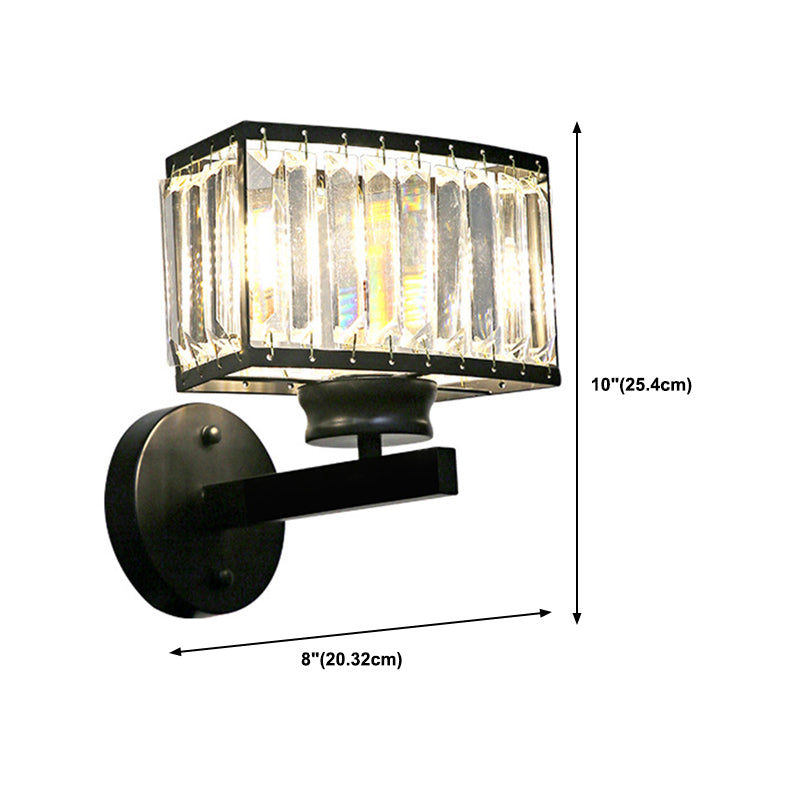 Modern Wall Sconce Black Wall Light Fixture with Crystal for Bedroom