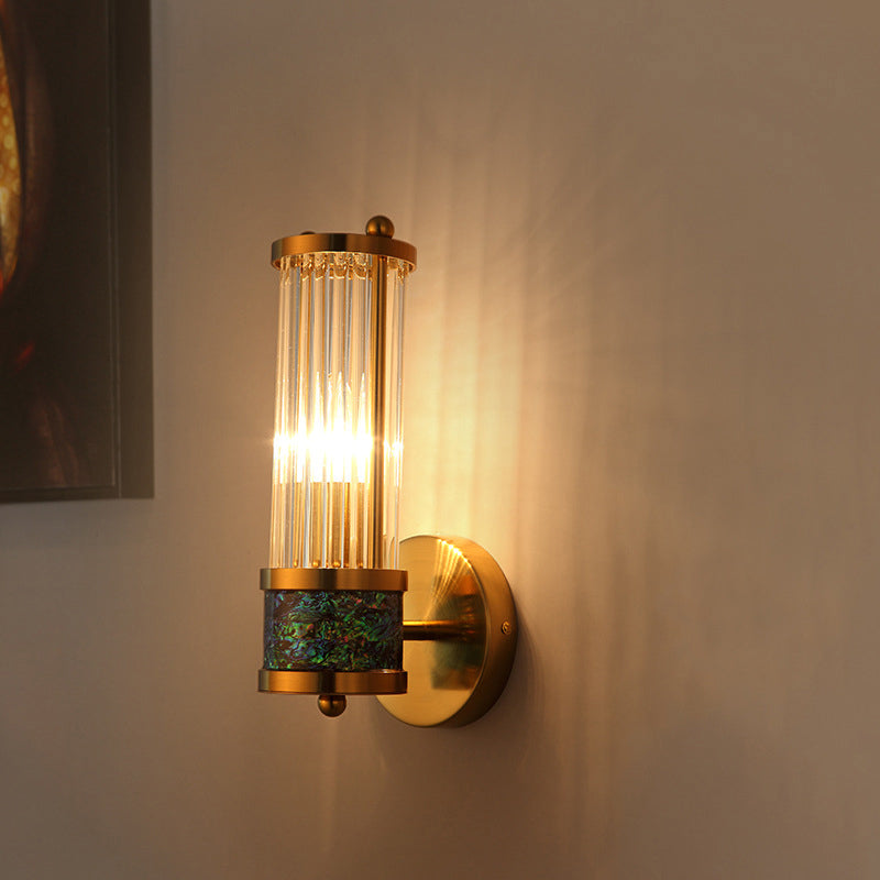 Multi-Light Cylinder Wall Light Sconce Modern Style Crystal Wall Lighting