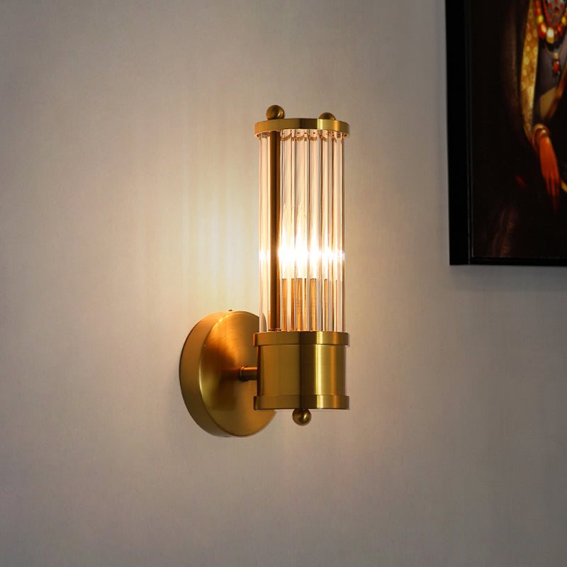 Multi-Light Cylinder Wall Light Sconce Modern Style Crystal Wall Lighting
