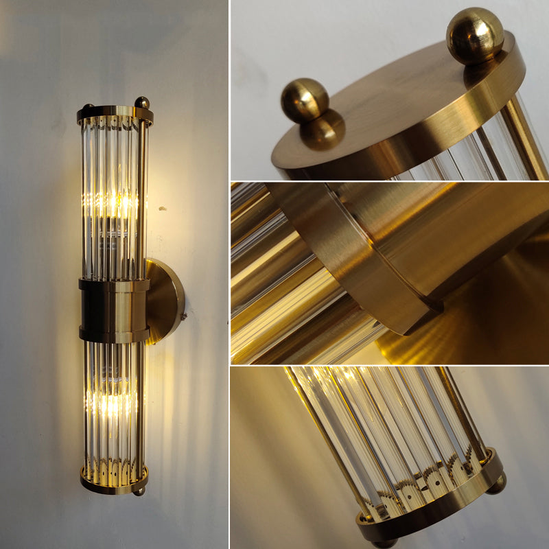 Multi-Light Cylinder Wall Light Sconce Modern Style Crystal Wall Lighting
