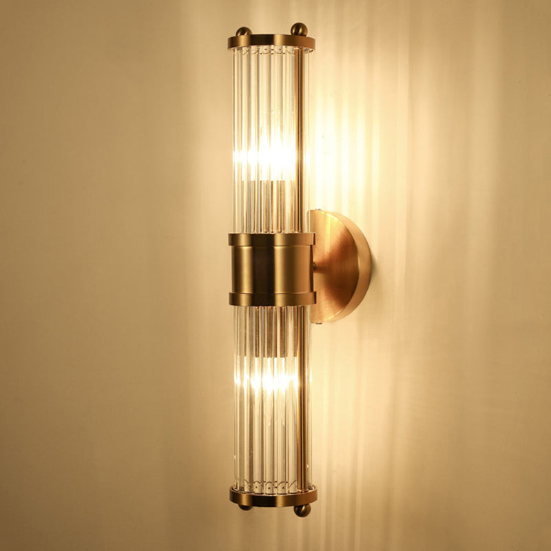 Multi-Light Cylinder Wall Light Sconce Modern Style Crystal Wall Lighting