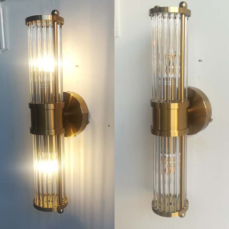 Multi-Light Cylinder Wall Light Sconce Modern Style Crystal Wall Lighting