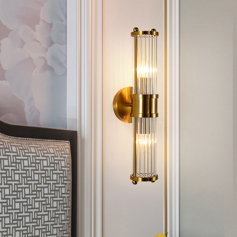 Multi-Light Cylinder Wall Light Sconce Modern Style Crystal Wall Lighting