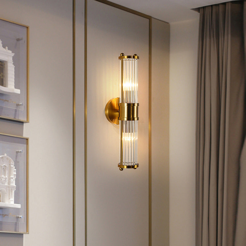 Multi-Light Cylinder Wall Light Sconce Modern Style Crystal Wall Lighting