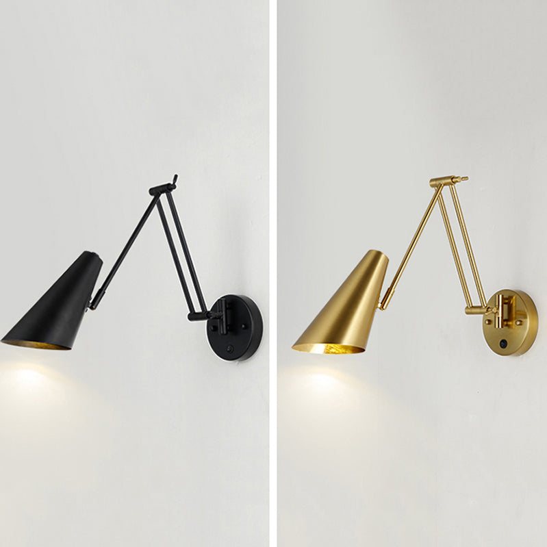 Post-Modern Wall Light Fixture Swing Arm Wall Sconce with Metal for Bedroom