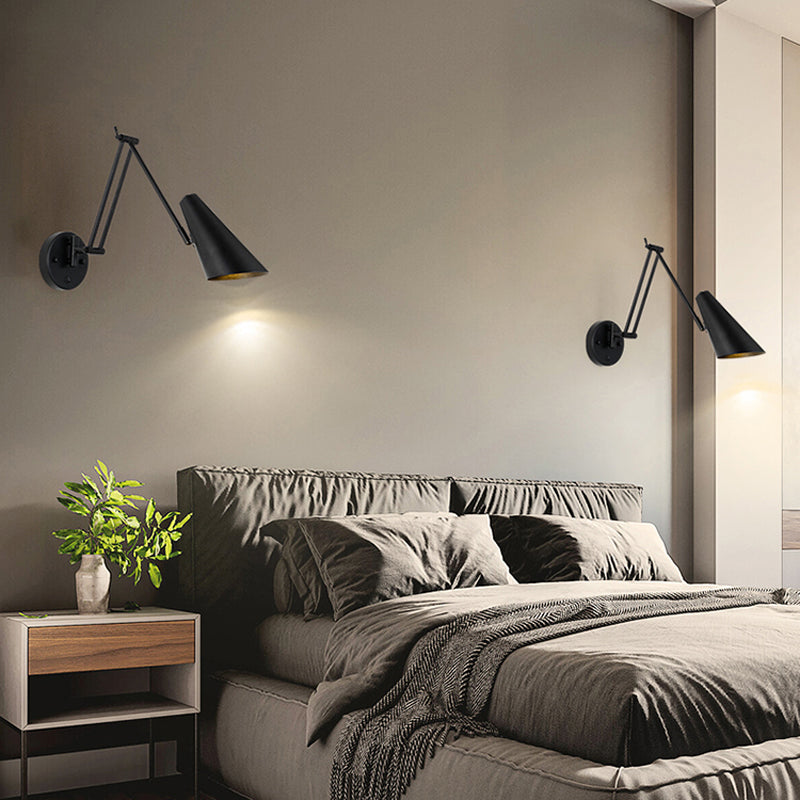 Post-Modern Wall Light Fixture Swing Arm Wall Sconce with Metal for Bedroom