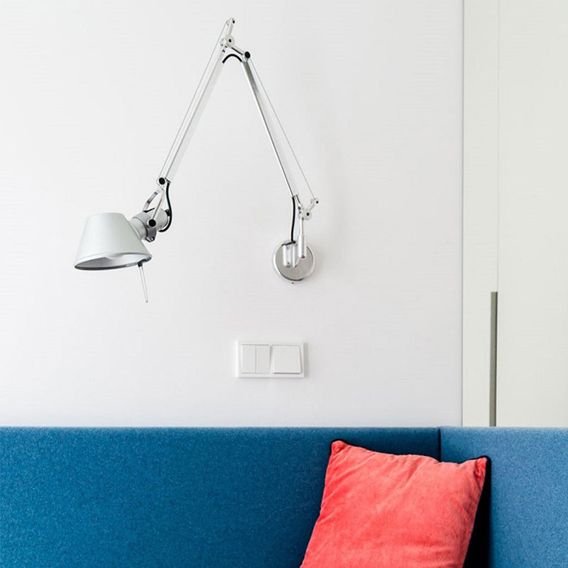 Swing Arm Wall Sconce Modernist Metal Wall Light Fixture for Bedroom