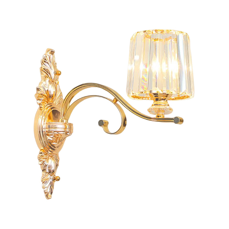 Golden 1/2-Light Modern Wall Mounted Sconce LED Crystal Wall Light