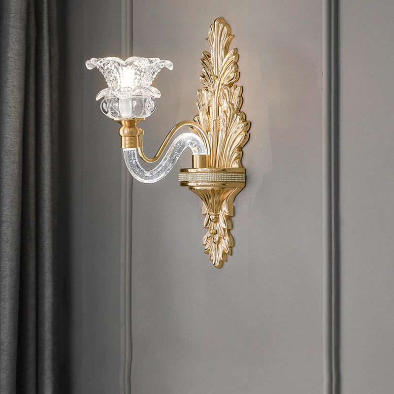 Golden 1/2-Light Modern Wall Mounted Sconce LED Crystal Wall Light