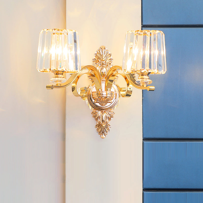 Golden 1/2-Light Modern Wall Mounted Sconce LED Crystal Wall Light