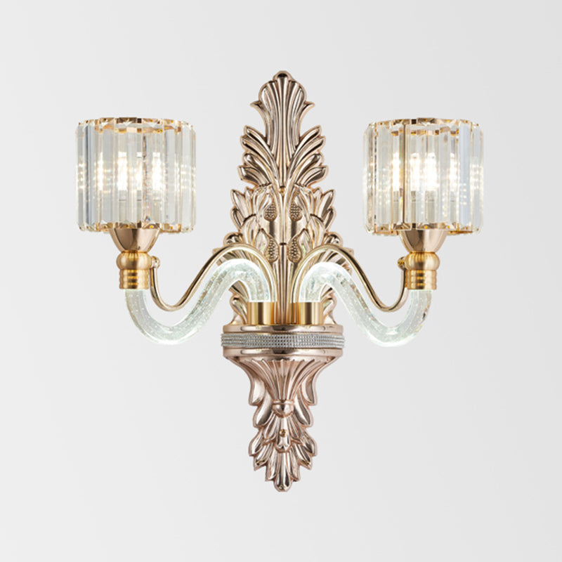 Golden 1/2-Light Modern Wall Mounted Sconce LED Crystal Wall Light