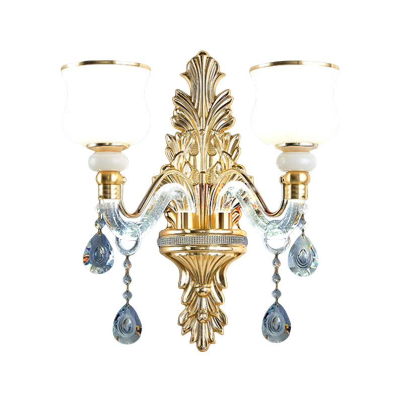 Golden 1/2-Light Modern Wall Mounted Sconce LED Crystal Wall Light