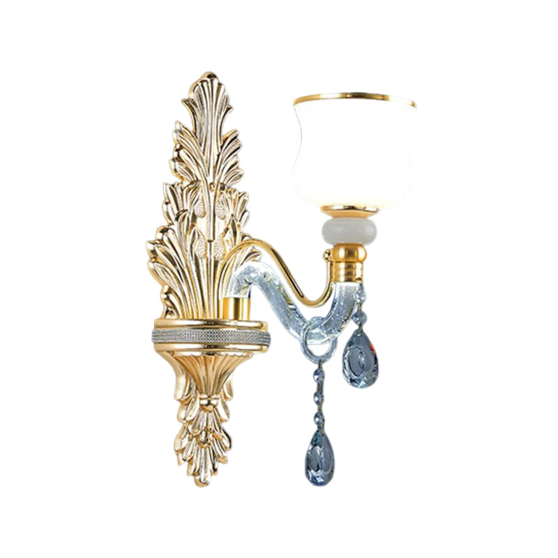 Golden 1/2-Light Modern Wall Mounted Sconce LED Crystal Wall Light