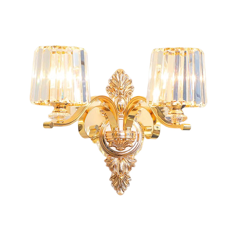 Golden 1/2-Light Modern Wall Mounted Sconce LED Crystal Wall Light