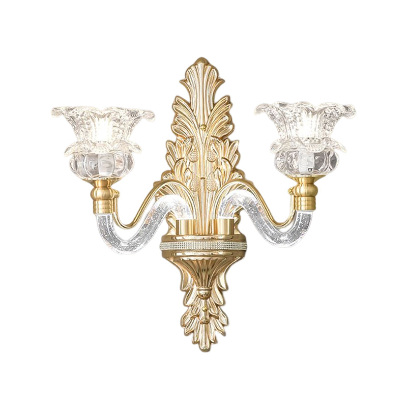 Golden 1/2-Light Modern Wall Mounted Sconce LED Crystal Wall Light