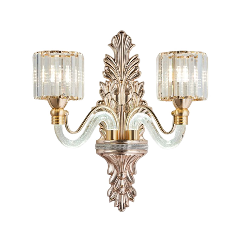 Golden 1/2-Light Modern Wall Mounted Sconce LED Crystal Wall Light