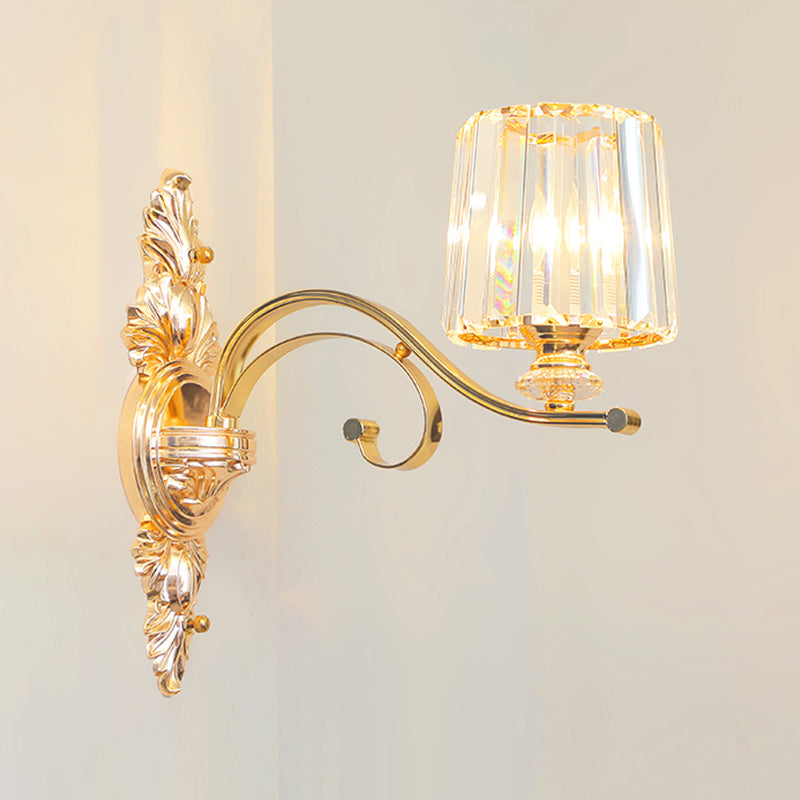 Golden 1/2-Light Modern Wall Mounted Sconce LED Crystal Wall Light