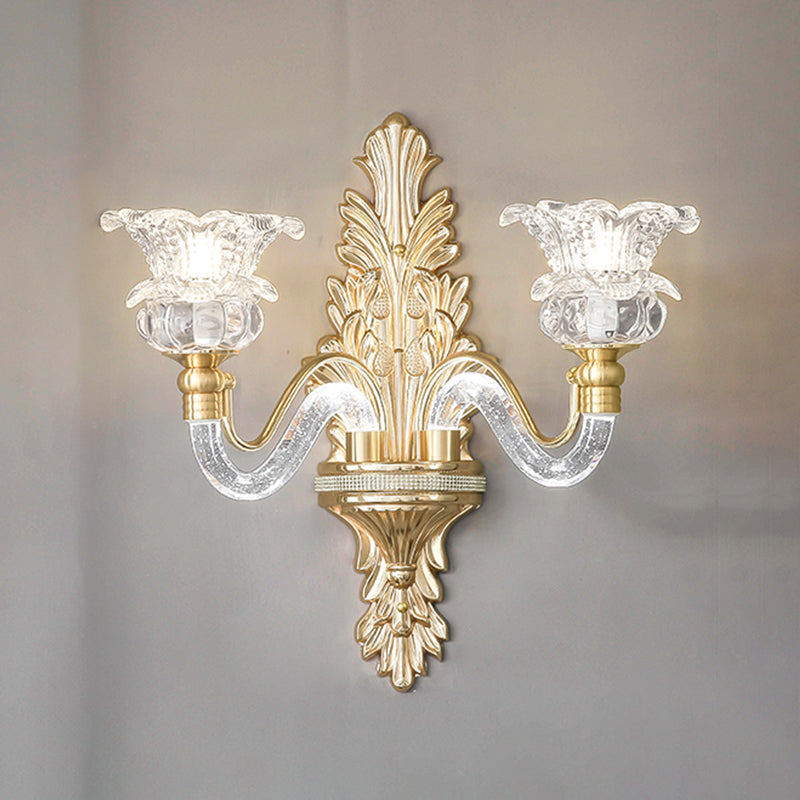 Golden 1/2-Light Modern Wall Mounted Sconce LED Crystal Wall Light