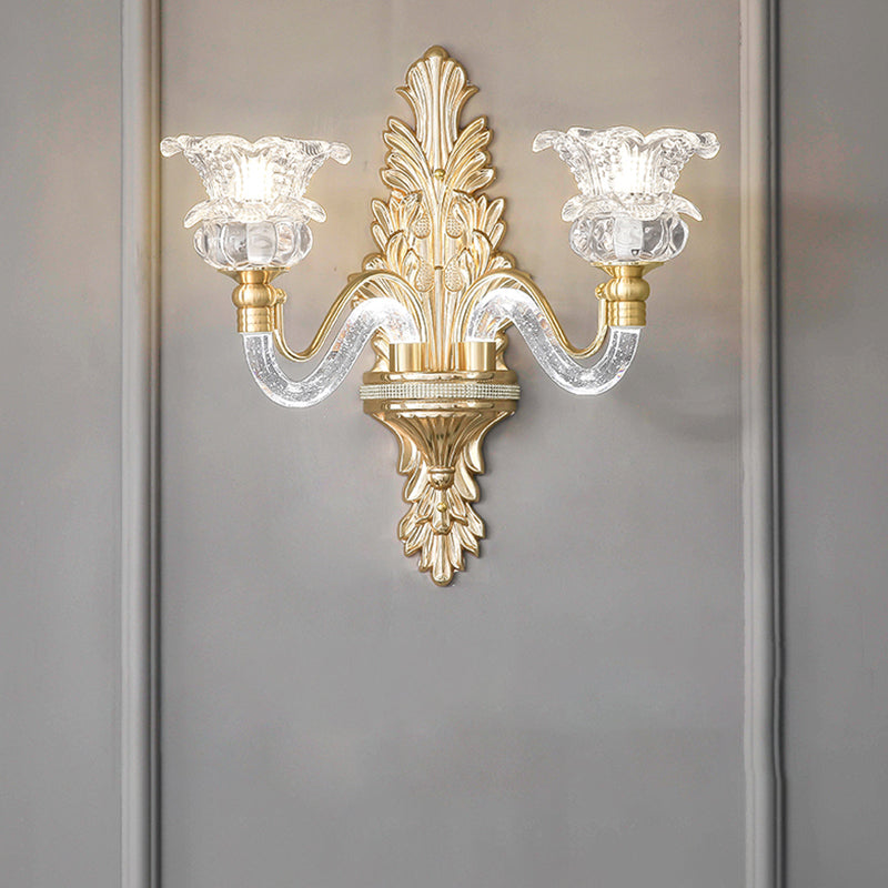 Golden 1/2-Light Modern Wall Mounted Sconce LED Crystal Wall Light