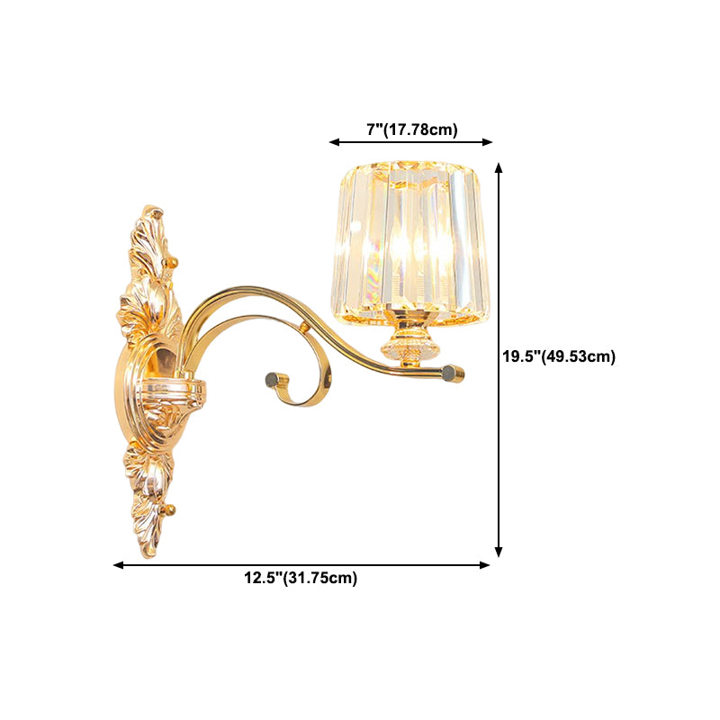 Golden 1/2-Light Modern Wall Mounted Sconce LED Crystal Wall Light