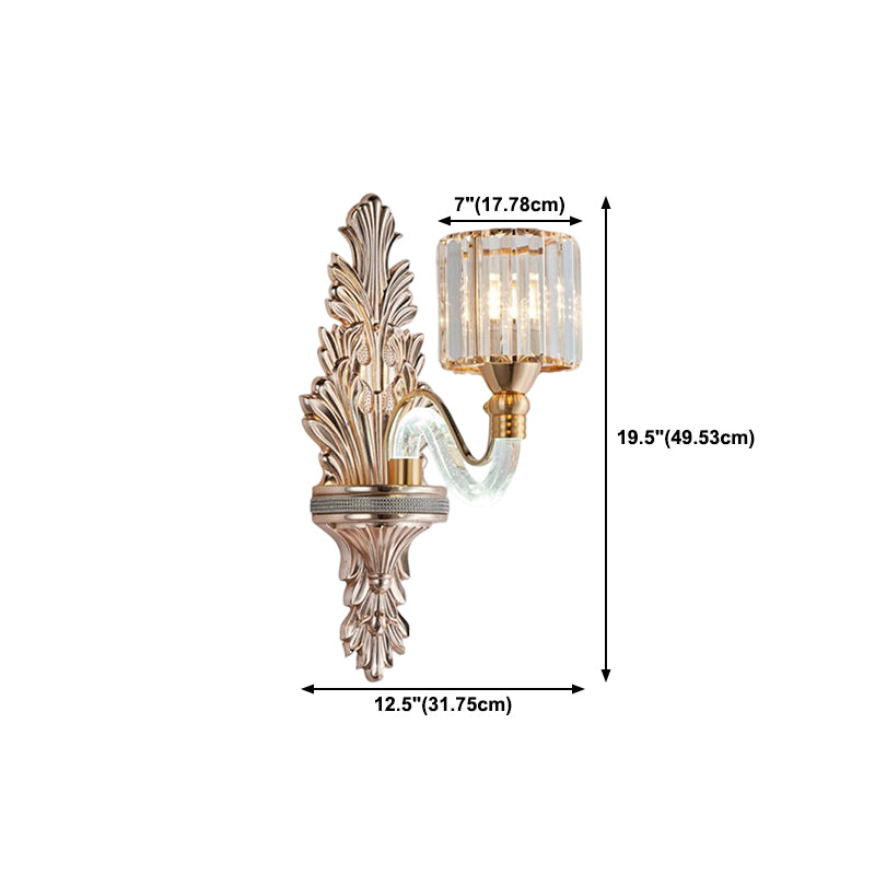 Golden 1/2-Light Modern Wall Mounted Sconce LED Crystal Wall Light