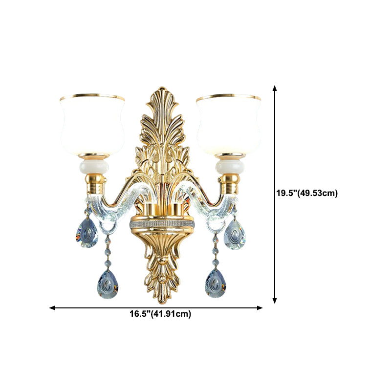 Golden 1/2-Light Modern Wall Mounted Sconce LED Crystal Wall Light