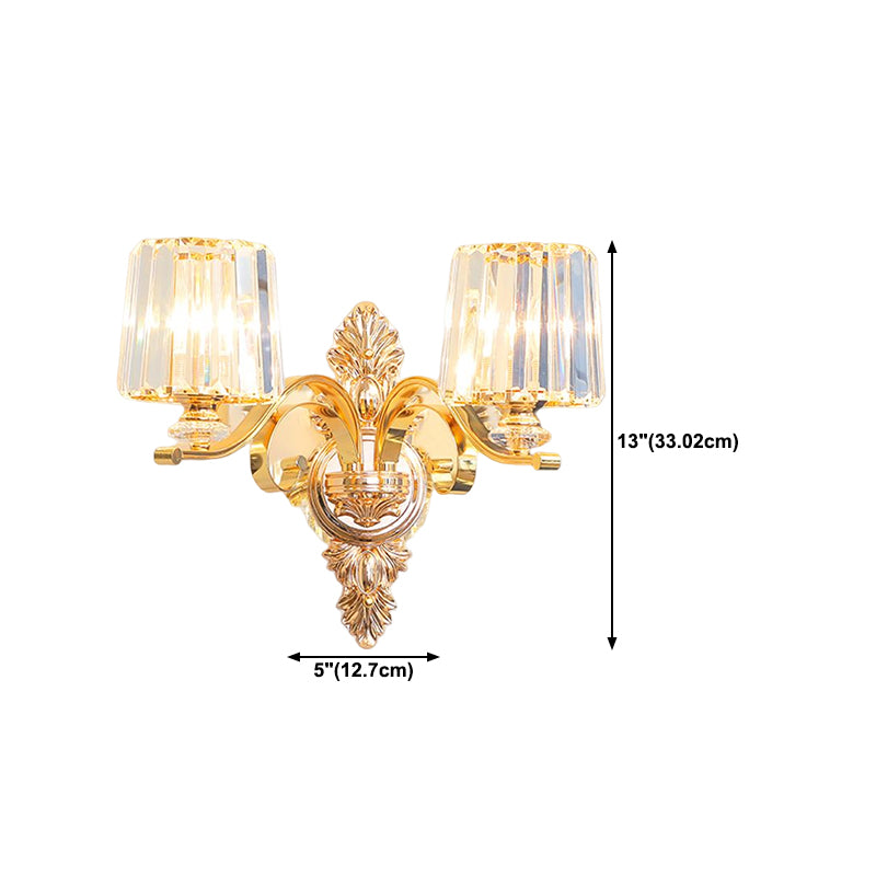 Golden 1/2-Light Modern Wall Mounted Sconce LED Crystal Wall Light