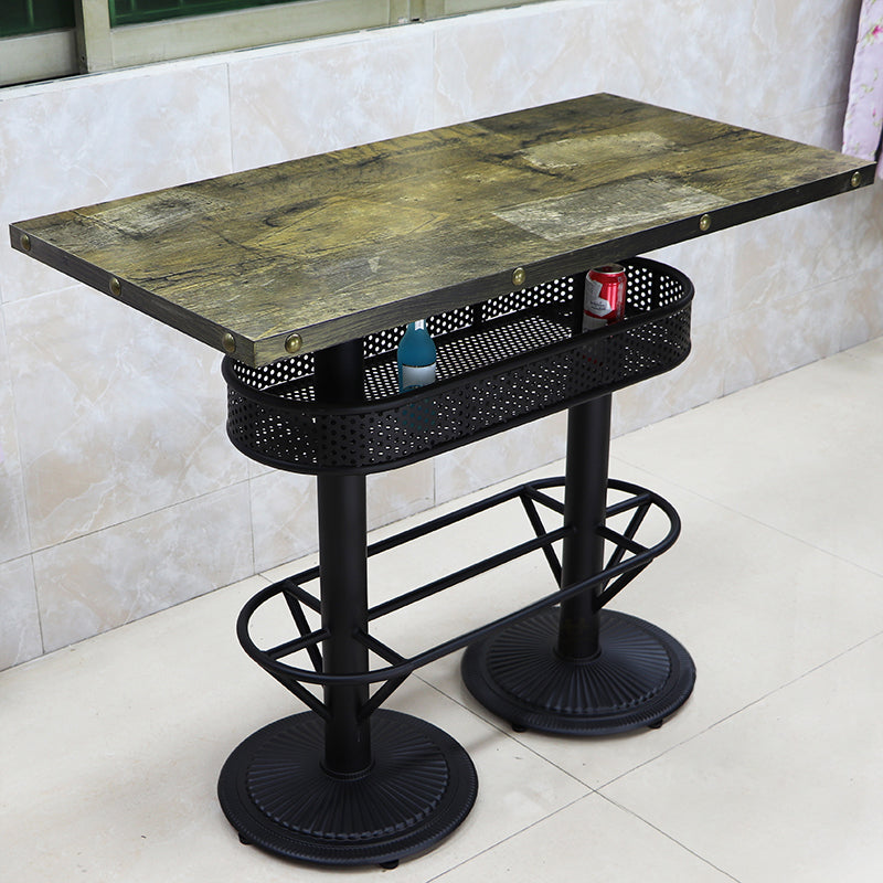 Industrial Wood Top Bistro Table Matte Finish Bar Table for Small Places