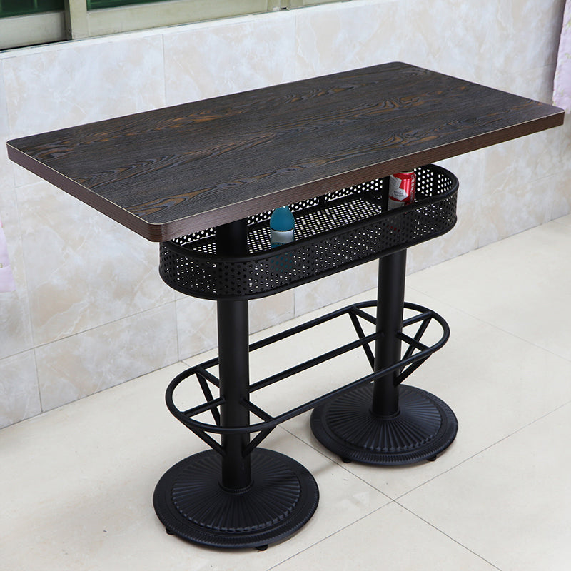 Industrial Wood Top Bistro Table Matte Finish Bar Table for Small Places