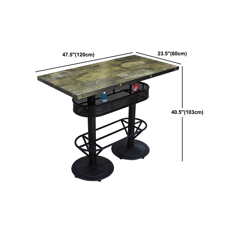 Industrial Wood Top Bistro Table Matte Finish Bar Table for Small Places