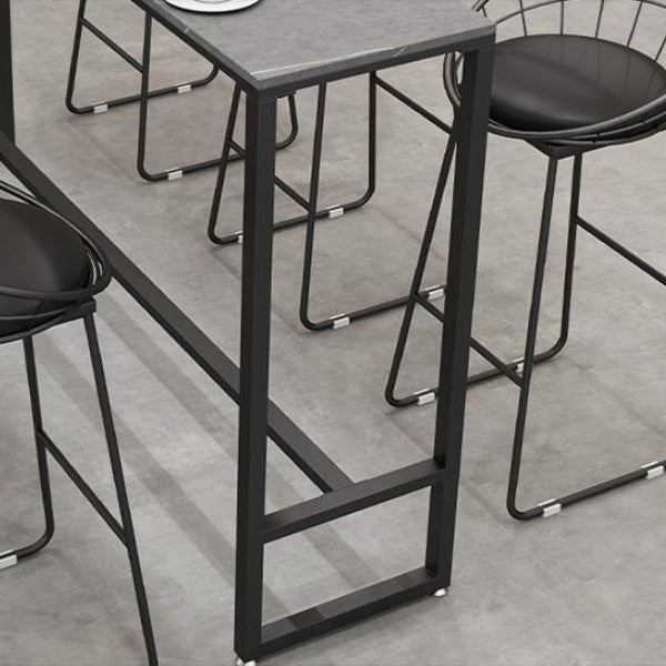Industrial Rectangle Bistro Table Matte Finish Stone Top Bar Table