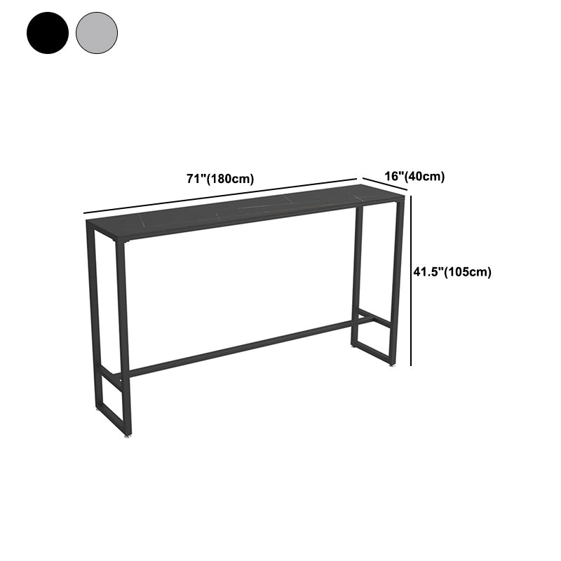 Industrial Rectangle Bistro Table Matte Finish Stone Top Bar Table