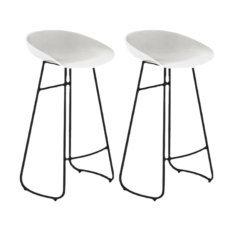 Modern Armless Backrest Counter Stool Iron Bar Stool with Acrylic Seat and Pedal for Cafe