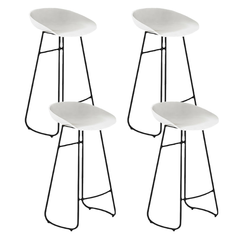 Modern Armless Backrest Counter Stool Iron Bar Stool with Acrylic Seat and Pedal for Cafe