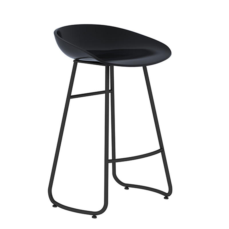 Modern Armless Backrest Counter Stool Iron Bar Stool with Acrylic Seat and Pedal for Cafe