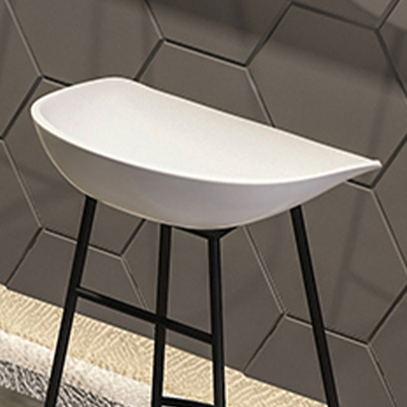 Modern Armless Backrest Counter Stool Iron Bar Stool with Acrylic Seat and Pedal for Cafe