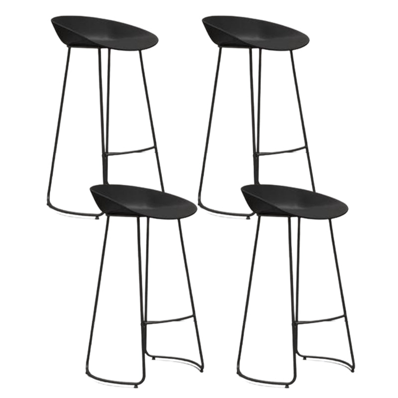 Modern Armless Backrest Counter Stool Iron Bar Stool with Acrylic Seat and Pedal for Cafe