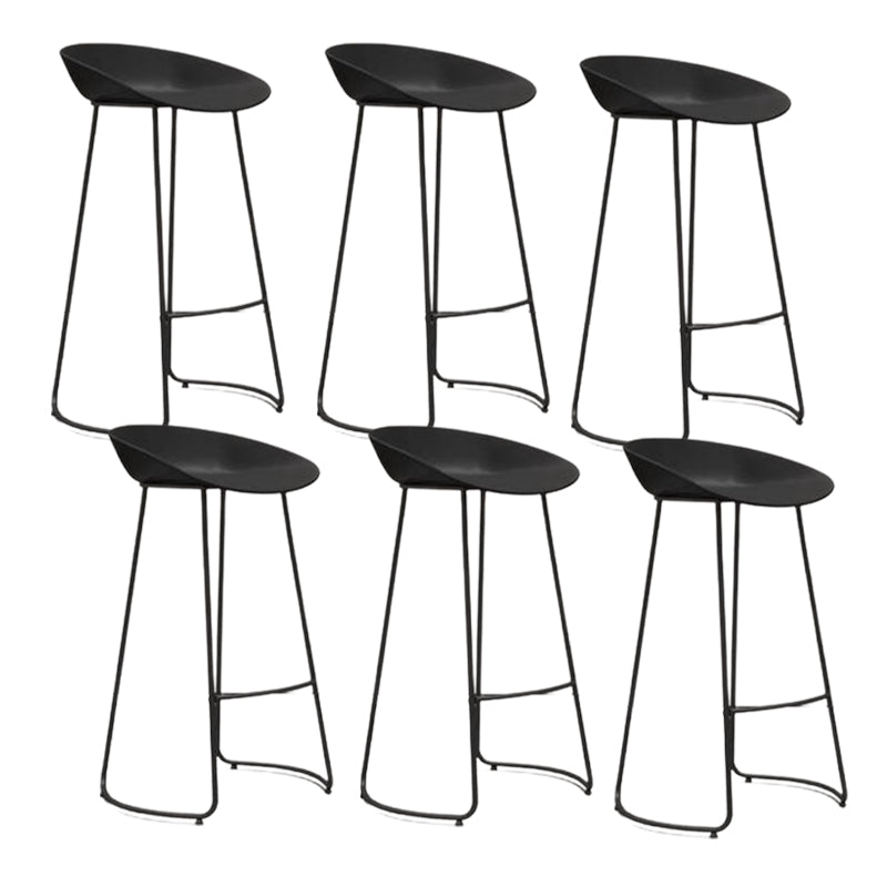 Modern Armless Backrest Counter Stool Iron Bar Stool with Acrylic Seat and Pedal for Cafe