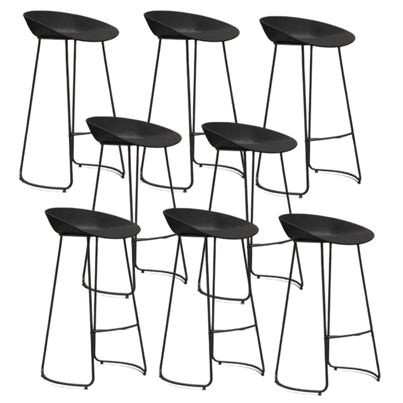 Modern Armless Backrest Counter Stool Iron Bar Stool with Acrylic Seat and Pedal for Cafe