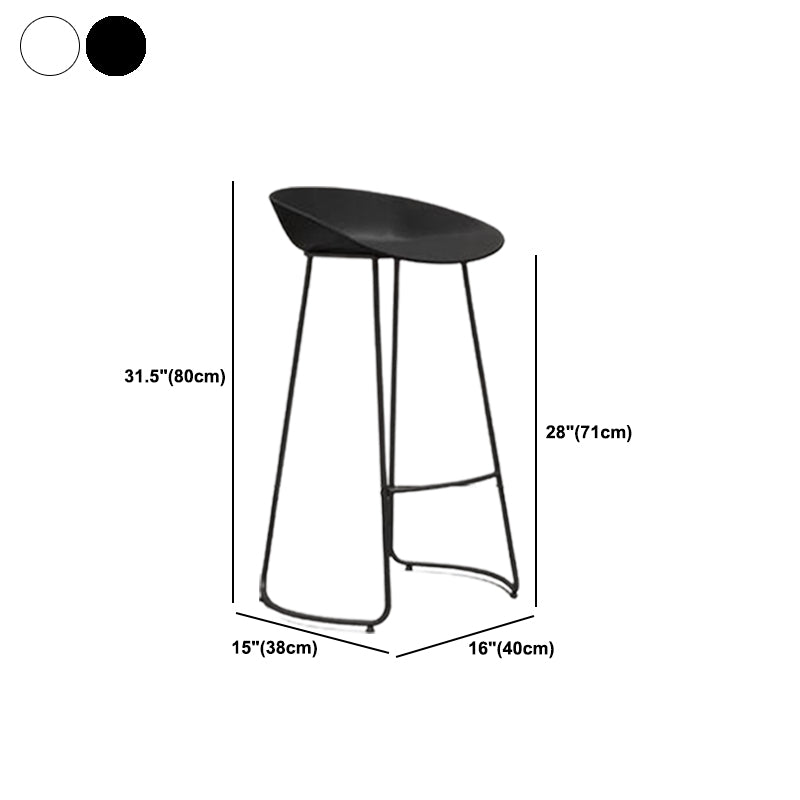 Modern Armless Backrest Counter Stool Iron Bar Stool with Acrylic Seat and Pedal for Cafe