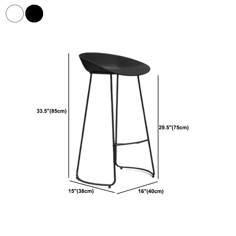Modern Armless Backrest Counter Stool Iron Bar Stool with Acrylic Seat and Pedal for Cafe