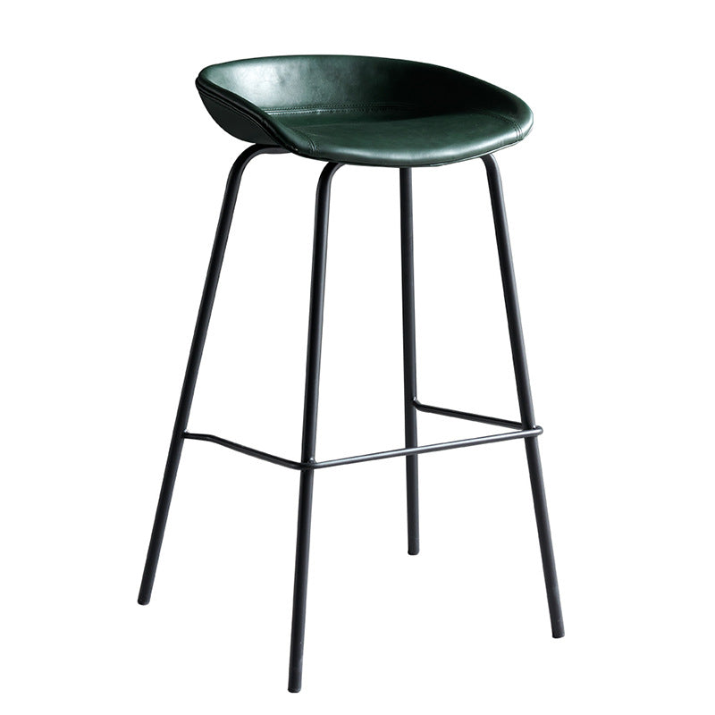 Contemporary Metal Barstool Leather Fabric Counter Stool with 4 Legs
