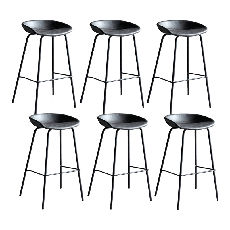 Contemporary Metal Barstool Leather Fabric Counter Stool with 4 Legs