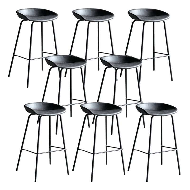 Contemporary Metal Barstool Leather Fabric Counter Stool with 4 Legs