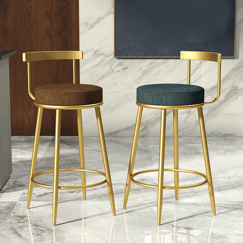 Glam Armless Backrest Counter Stoo Iron Bar Stool with Cushion and Pedal for Kitchen